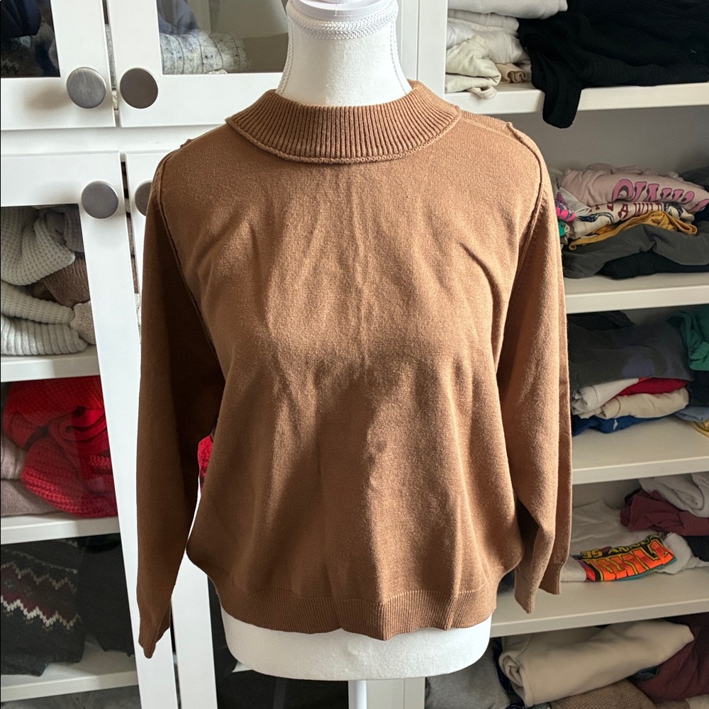 Knot Sisters Tan Crew Neck Sweater